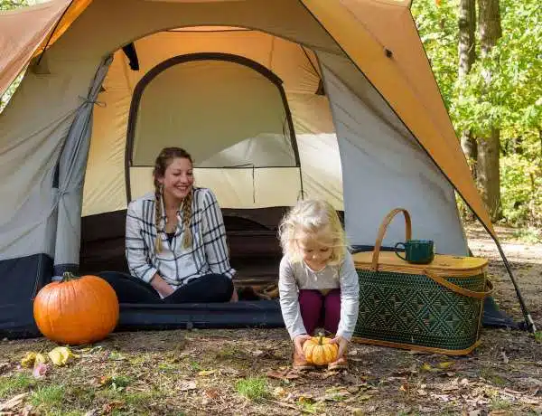 camping en famille en automne