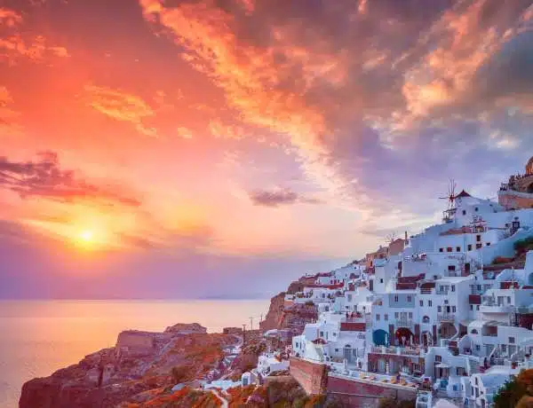 visiter szantorin en 3 jours : coucher de soleil sur Oia